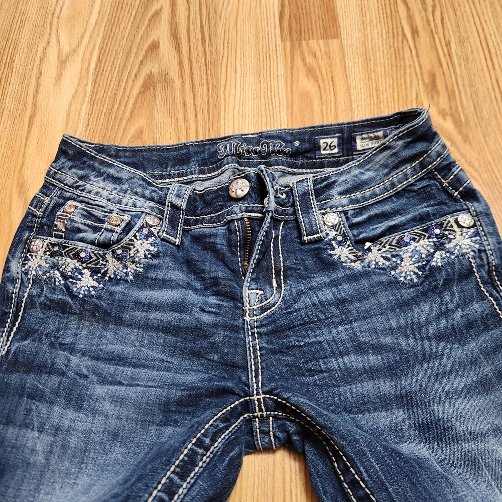 Miss Me Women's Dark Blue Embellished Boot Cut Jeans